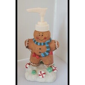 Gingerbread Man Liquid Soap Lotion Dispenser 7” Ceramic Christmas Holiday Decor